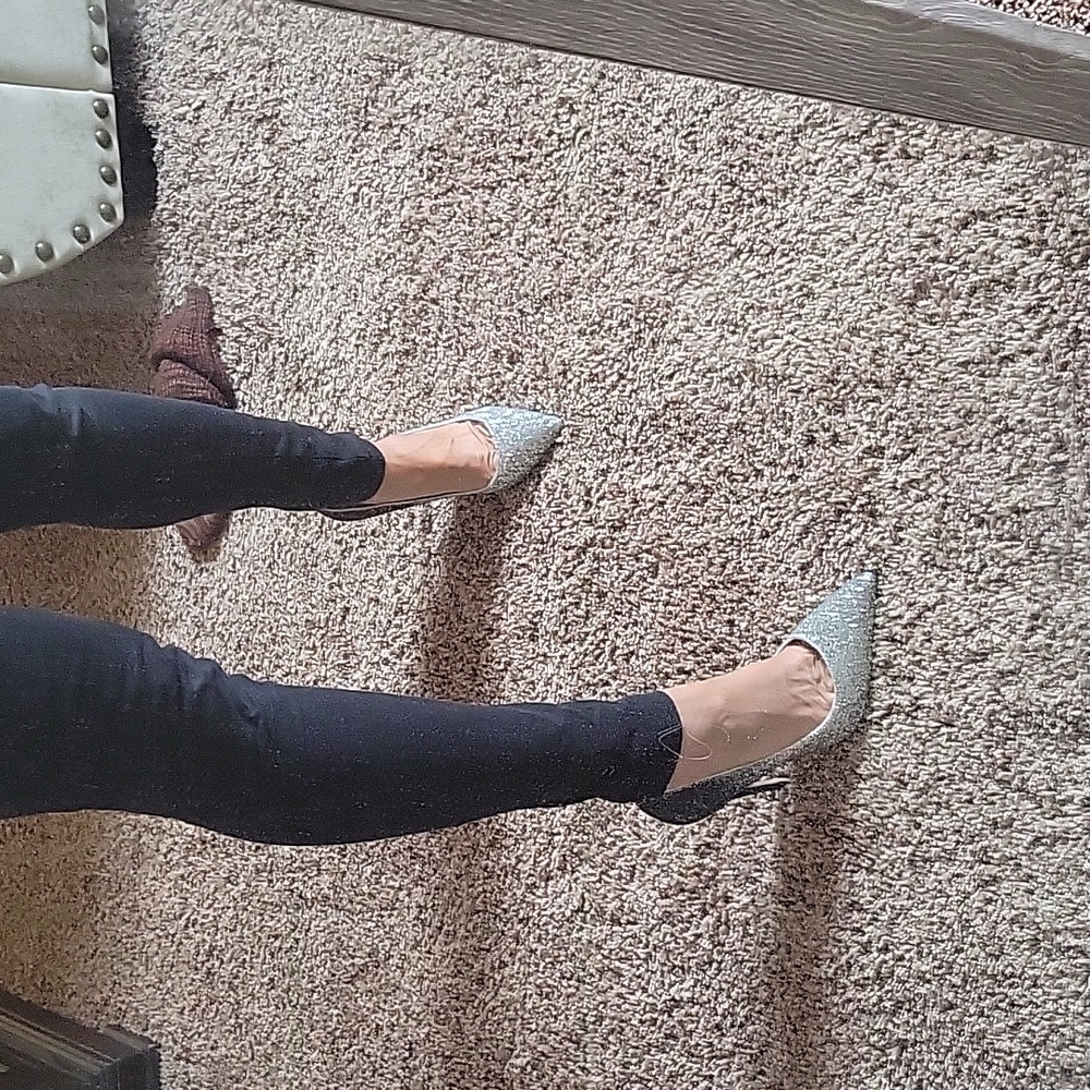 sexy heels 👠 sz 8 - glitzy sparkles- silver to black ombre